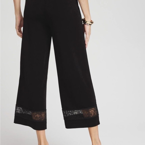 Chico's Travelers Macrame Crop Pants
Women Size M Black Pull On Wide
Leg - Picture 6 of 8